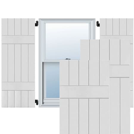 18W X 60H Exterior Five Board (2 Batten) Real Wood Pine Board-n-Batten Shutters, Primed PR